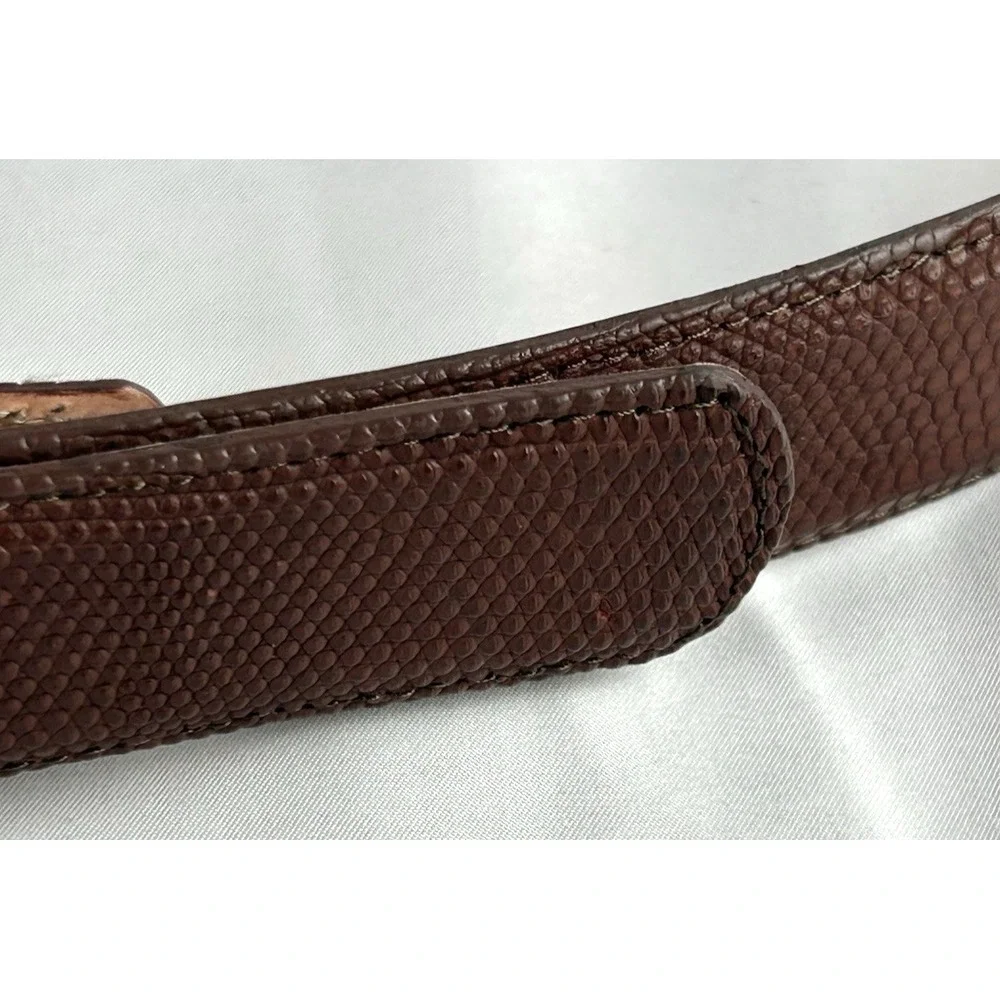 Tecovas Brown Genuine Lizard Leather Belt Mens Size 40 Silver Tone Buckle Mexico